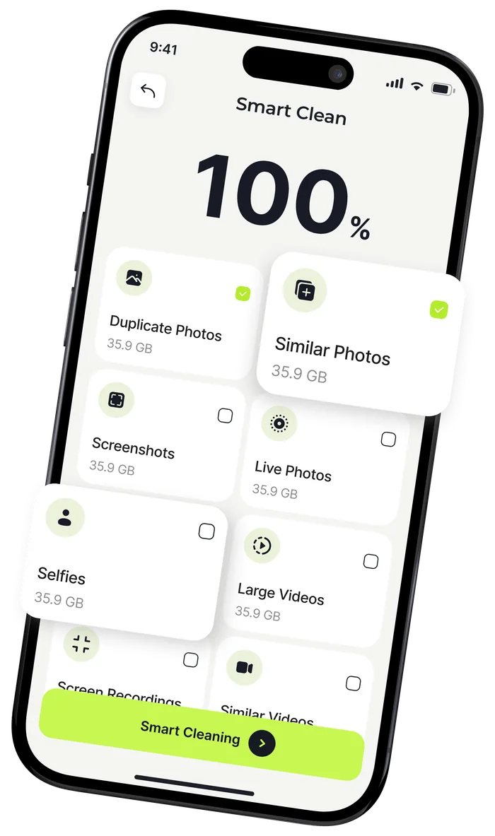 Smart Clean scanning storage categories
